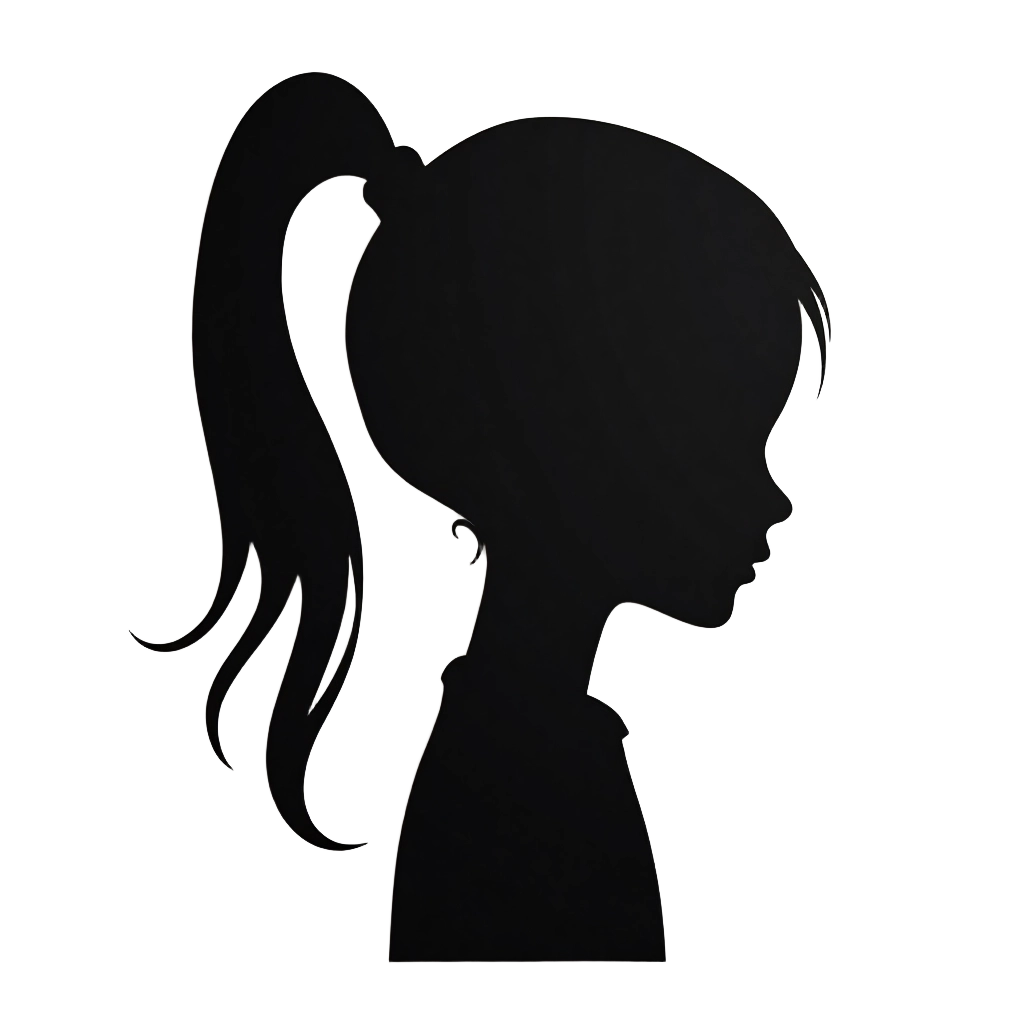 Silhouette of a Girl with a Ponytail